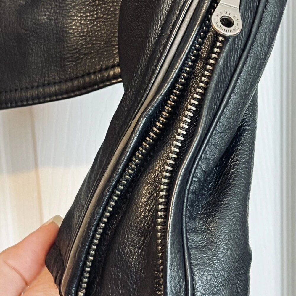 HARLEY-DAVIDSON Women's Purple Steel Heart Black Leather Jacket Like New Large​ - Picture 7 of 8